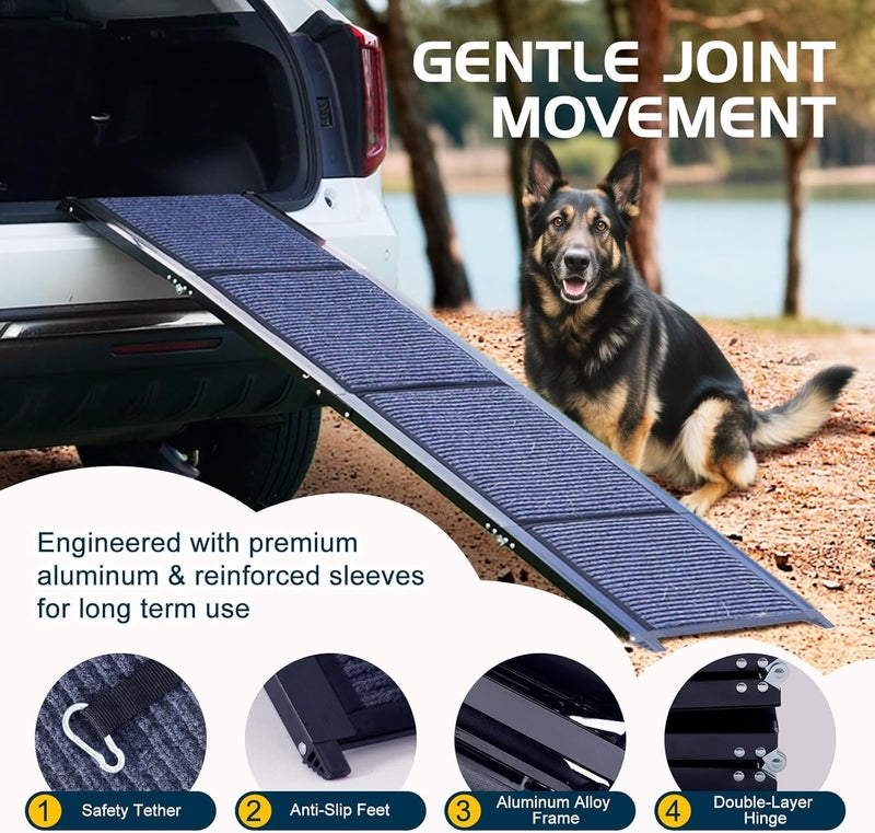 DoCred Dog Ramp for Car, 71'' L x 20'' W Dog Ramps for Large Dogs, Extra Wide Pet Ramp with Non-Slip Surface for Medium & Large Dogs to Get in Car, SUV & Truck, Supports Up to 250 Lbs - Image 5
